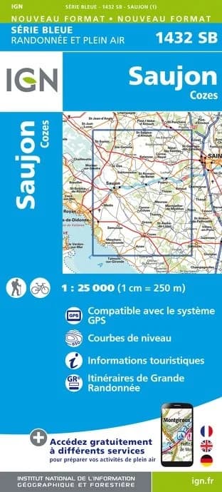 Carte randonnée Saujon/Cozes | série Bleue IGN