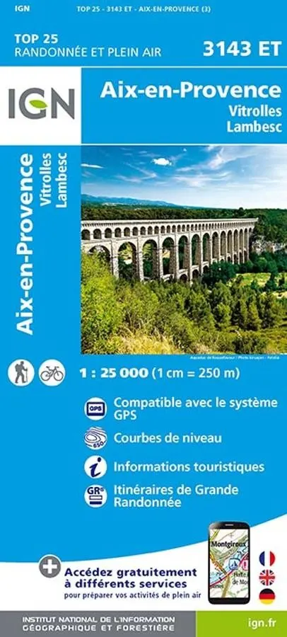 Carte IGN aix en provence vitrolles 3143ET série Top 25