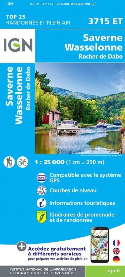 Carte IGN wasselonne saverne rocher de dabo 3715ET série Top 25
