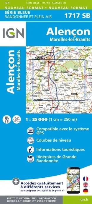 Carte randonnée Alençon /Marolles les Braults | série Bleue IGN