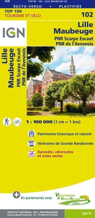 Carte Ign N° 102 Lille Maubeuge - Pnr Scarpe Escaut Pnr De L'Avesnois