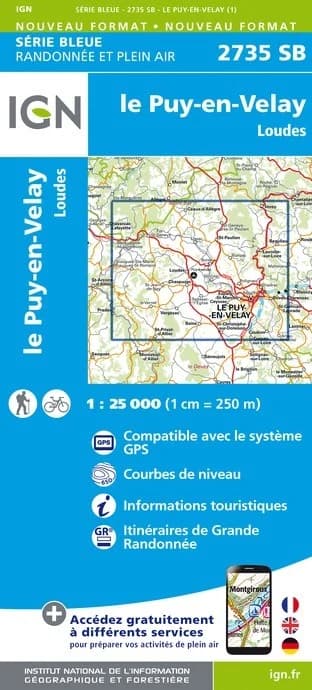 Carte randonnée le Puy-en-Velay/Loudes | série Bleue IGN