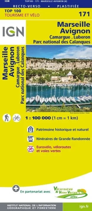 Carte Ign N° 171 Marseille Avignon - Camargue Luberon Pn Des Calanques