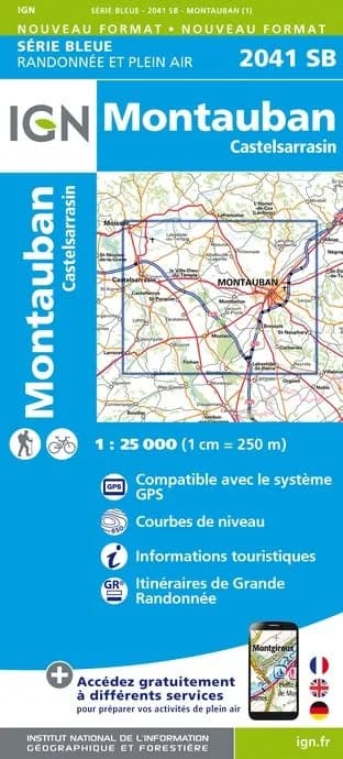 Carte randonnée Montauban/Castelsarrasin | série Bleue IGN