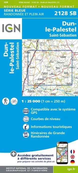 Carte randonnée Dun le Palestel/Saint-Sébastien | série Bleue IGN