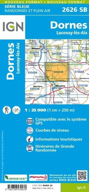Carte randonnée Dornes/Lucenay lès Aix | série Bleue IGN