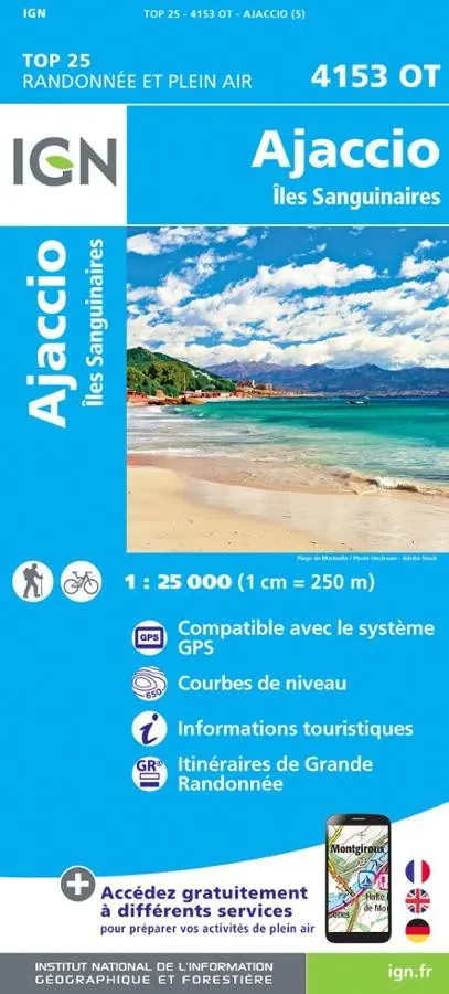 Carte IGN ajaccio iles sanguinaires 4153OT série Top 25