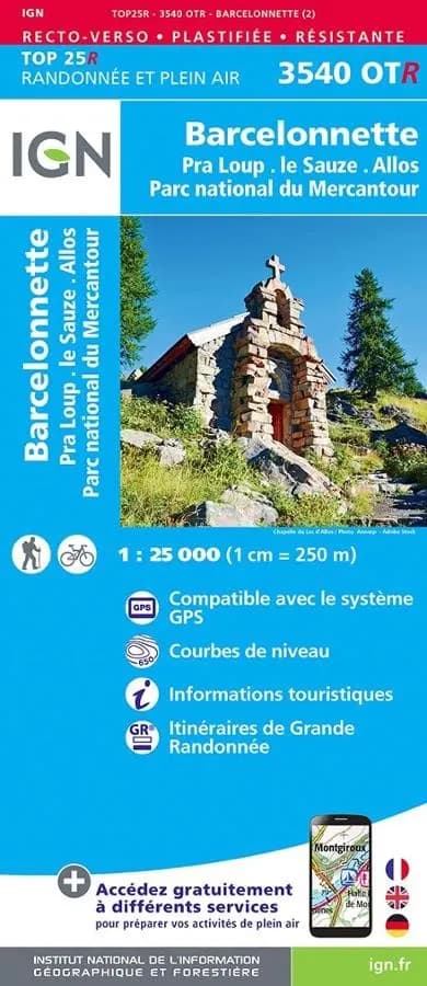 Carte IGN 3540OTR Barcelonnette Resistante | Lac Allos, Mercantour, Mont Pelat