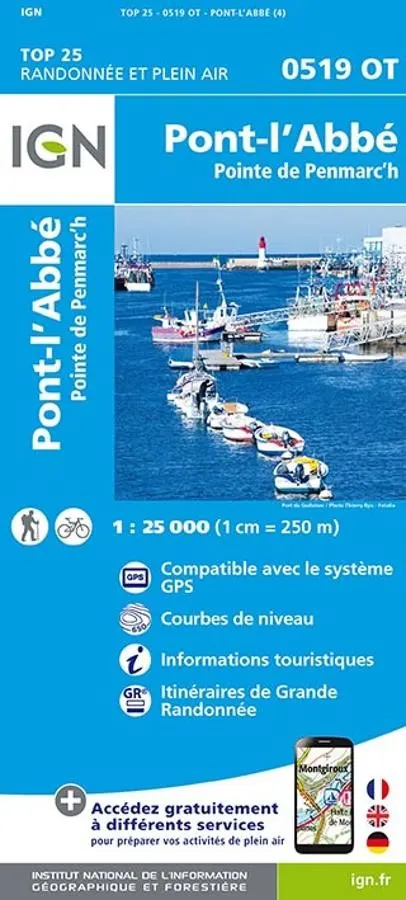 Carte IGN point abbe pointe de penmarch 0519OT série Top 25