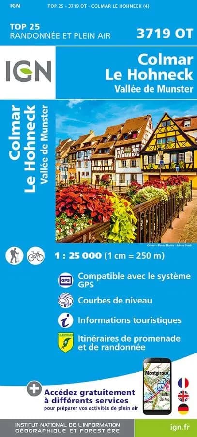 Carte IGN Colmar Vallée de munster 3719OT série Top 25
