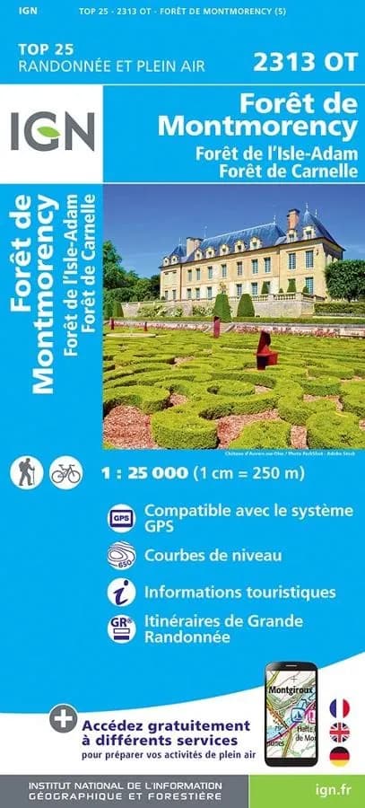 Carte IGN forêt Montmorency isle adam de carnelle 2313OT série Top 25
