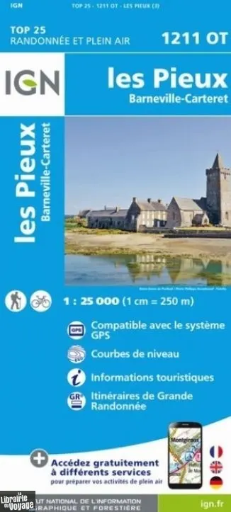 Carte IGN les pieux barneville carteret 1211OT série Top 25