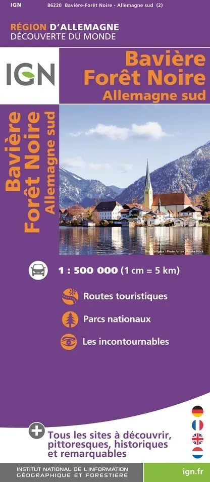 Carte IGN 86220 - Baviere Forêt Noire - Allemagne Sud