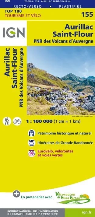 Carte Ign N° 155 Aurillac Saint-Flour - Pnr Des Volcans D'Auvergne