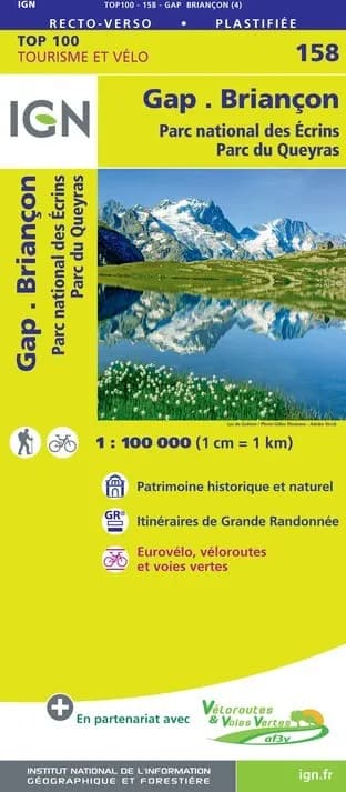 Carte Ign N° 158 Gap Briancon - Pn Des Écrins Parc Du Queyras