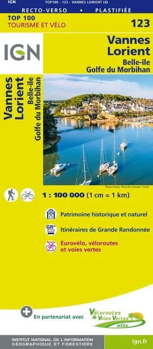 Carte Ign N° 123 Vannes Lorient - Belle-Île Golfe Du Morbihan
