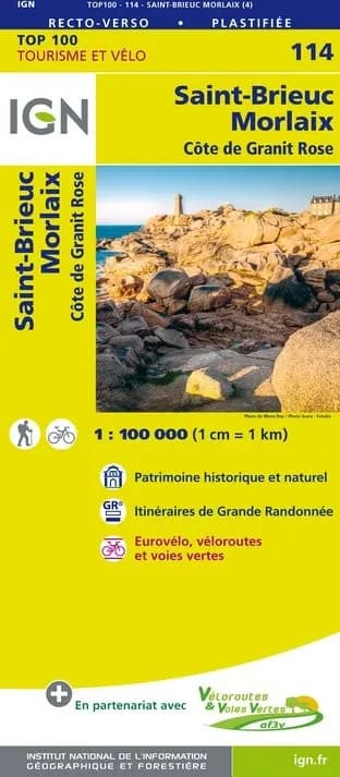 Carte Ign N° 114 Saint-Brieuc Morlaix - Côte De Granit Rose