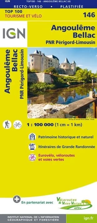Carte Ign N° 146 Angoulême Bellac - Pnr Périgord-Limousin