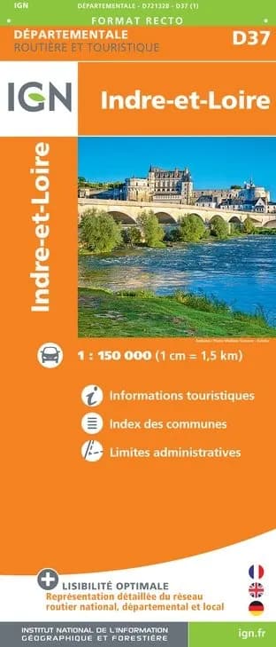 Carte routière IGN D721328 - D37 Indre-Et-Loire