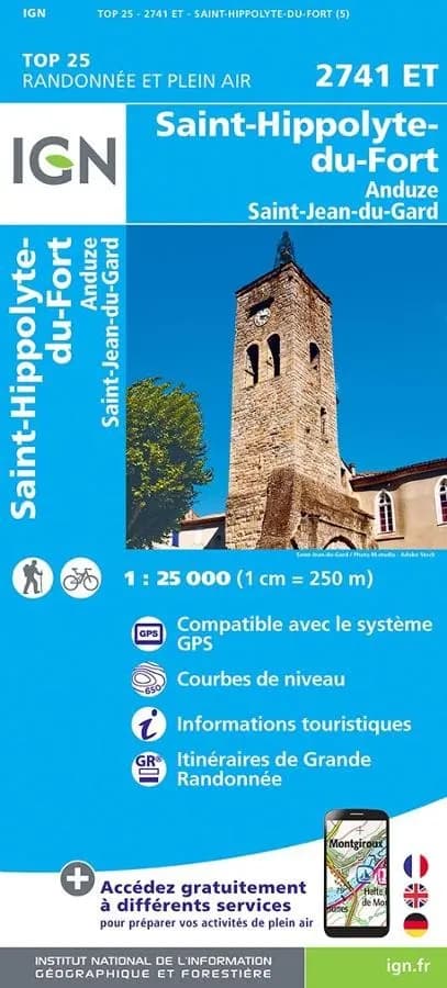 Carte IGN saint hippolyte du fort 2741ET série Top 25