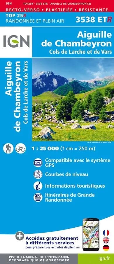Carte IGN 3538ETR Aiguille Chambeyron Resistante | Ubaye, Cols Larche Vars