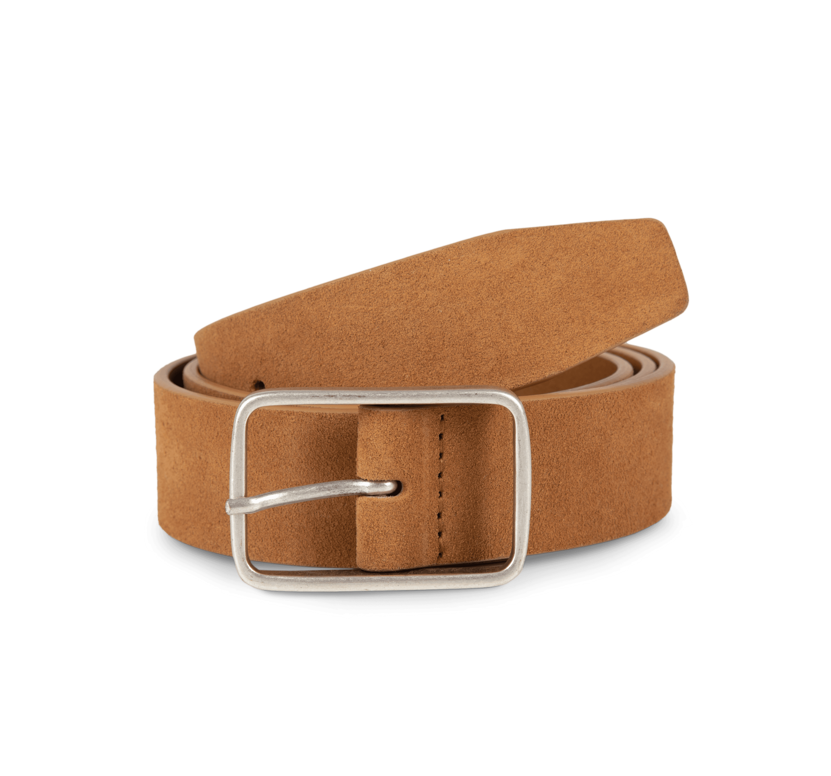 Ceinture cuir velours homme — Cognac