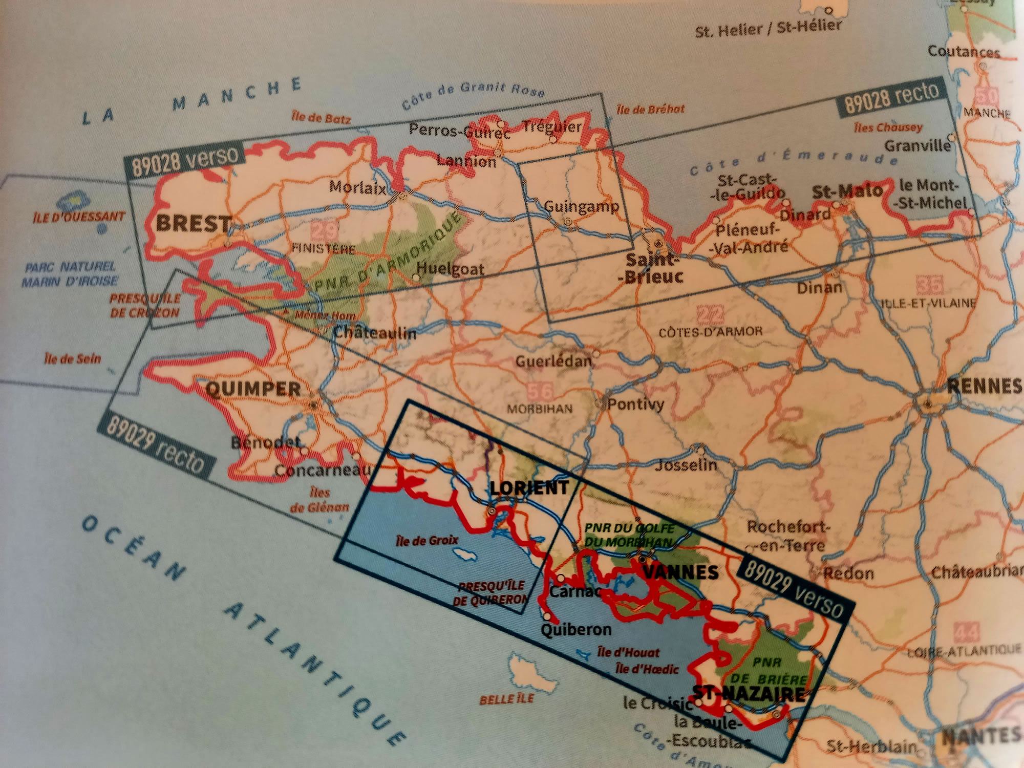 Carte IGN sentier des douaniers Bretagne Sud